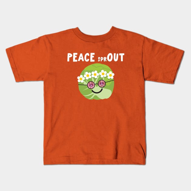 Peace Out Brussels Sprout Kids T-Shirt by VicEllisArt